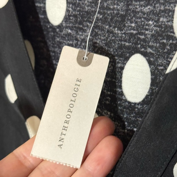 Anthropologie-TINY-Black and White Polka Dot Women's Top - Picture 4 of 10